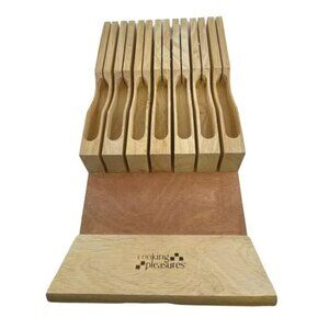 Cooking Pleasures C1960A In-Drawer Solid Wood Knife Storage Block Tray Organizer